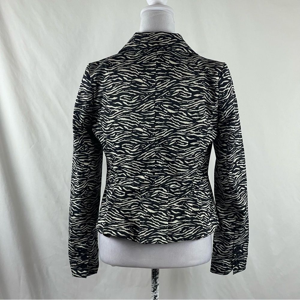 Sandro Black Cream Zebra Print Peplum Raincoat Jacket NWOT Size S EuroGirl - Picture 5 of 13